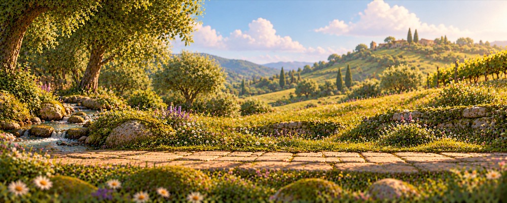 Hillside, an illustrated stretch of Gaston’s Trail